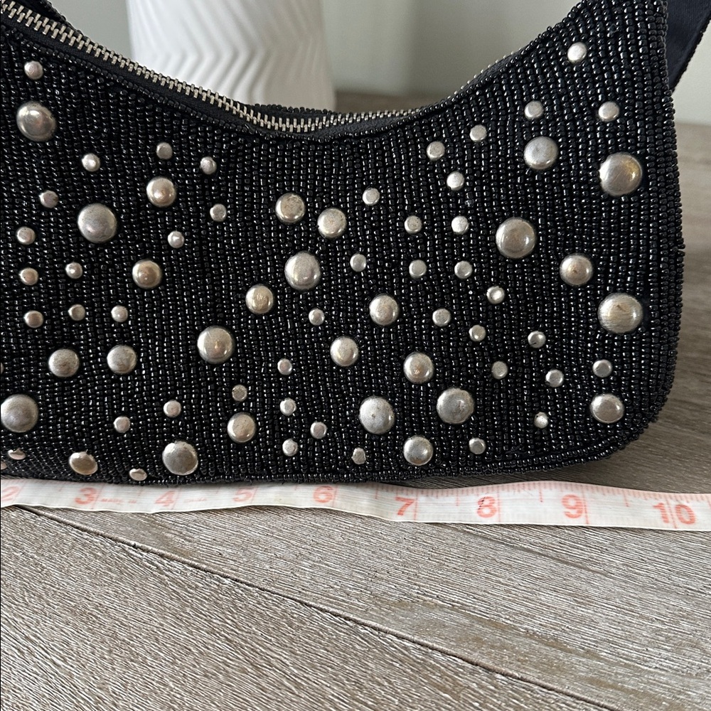 Anthropologie Asymmetric Beaded & Studded shoulder bag - Picture 9 of 11
